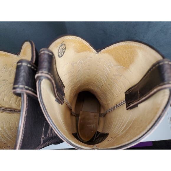 Vintage Justin 1195 Full Chocolate Glazed Pig Western Cowboy Boots US Men's 9 D - Picture 9 of 14